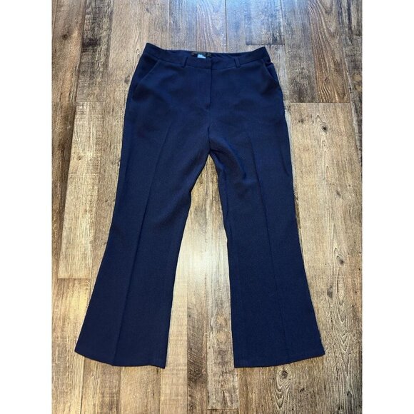 Jenni Kayne Cropped Flare Crepe Navy Pants Acetate Blend Lightweight Size 4 - Picture 2 of 6